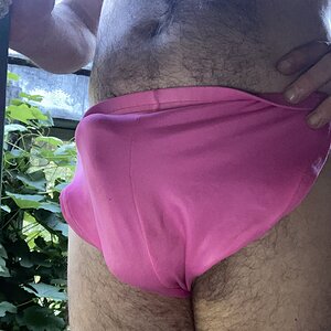 hard in pink shorts
